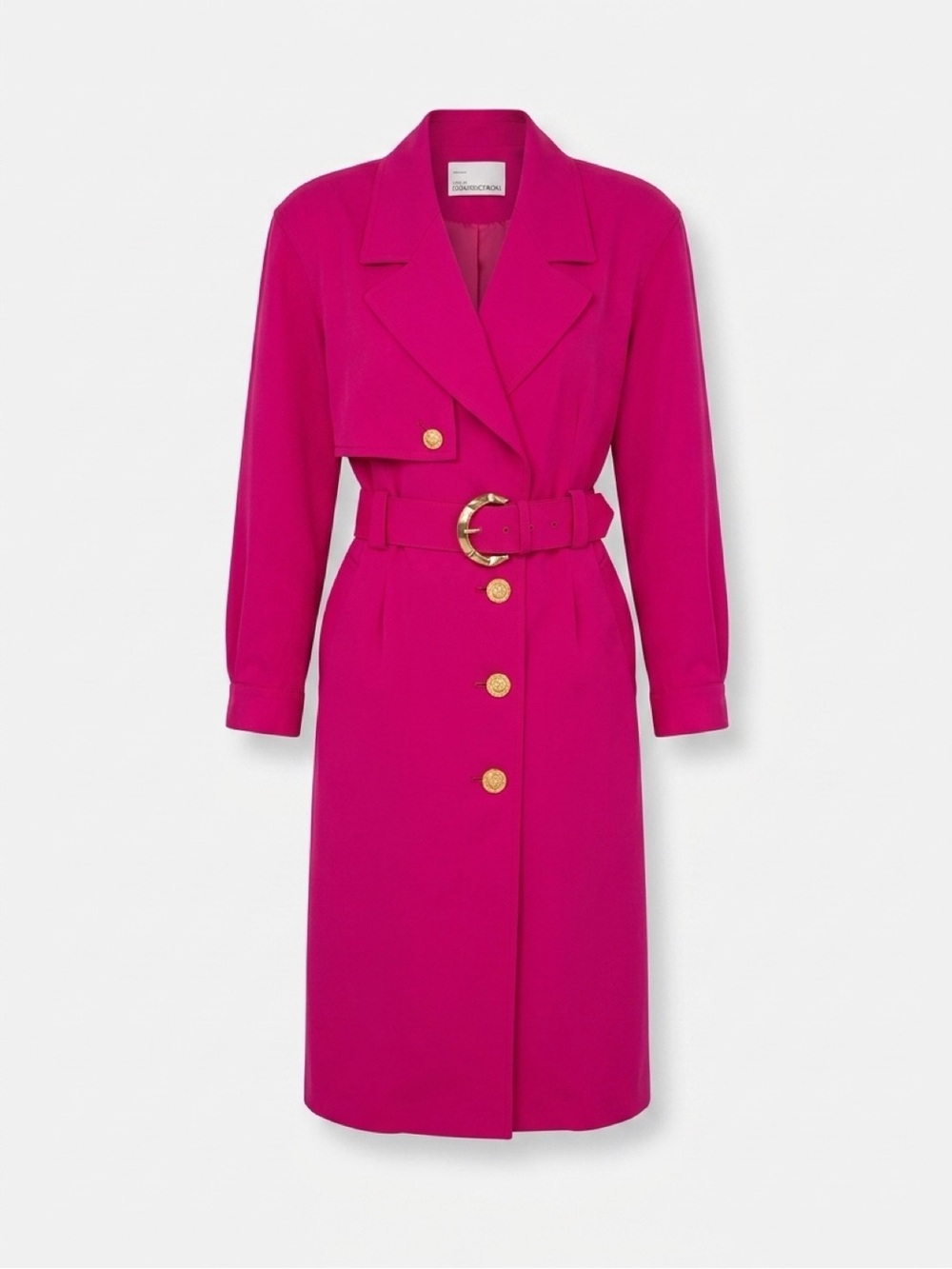 Dana Buchman Fuchsia Trench-Style Belted Dress with Gold Hardware